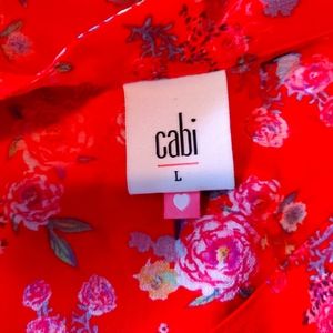Heart of CAbi "crush"  red floral chiffon sheer blouse